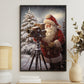 Santa Claus Is Taking A Picture With A Camera On A Tripod, Christmas Canvas Painting, Xmas Wall Art Decor - Christmas Poster Gift For Photograph Lovers