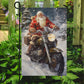 Santa Claus Ride A Motorcycle, Biker Xmas Garden Flag & House Flag, Christmas Flag Gift For Motorcycle Lovers