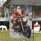 Santa Claus Ride A Motorcycle, Biker Xmas Garden Flag & House Flag, Christmas Flag Gift For Motorcycle Lovers