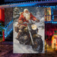 Santa Claus Ride A Motorcycle, Biker Xmas Garden Flag & House Flag, Christmas Flag Gift For Motorcycle Lovers