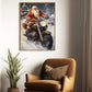 Santa Claus Is Riding A Motorcycle Through A Snowy Forest, Christmas Canvas Painting, Xmas Wall Art Decor - Christmas Poster Gift For Biker Lovers