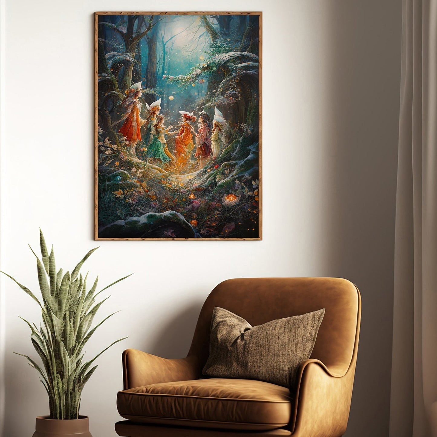 Enchanted Gathering A Dance of the Forest Spirits, Christmas Canvas Painting, Xmas Wall Art Decor - Christmas Poster Gift