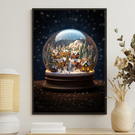 Whimsical Winter A Snow Globe Village, Christmas Canvas Painting, Xmas Wall Art Decor - Christmas Poster Gift