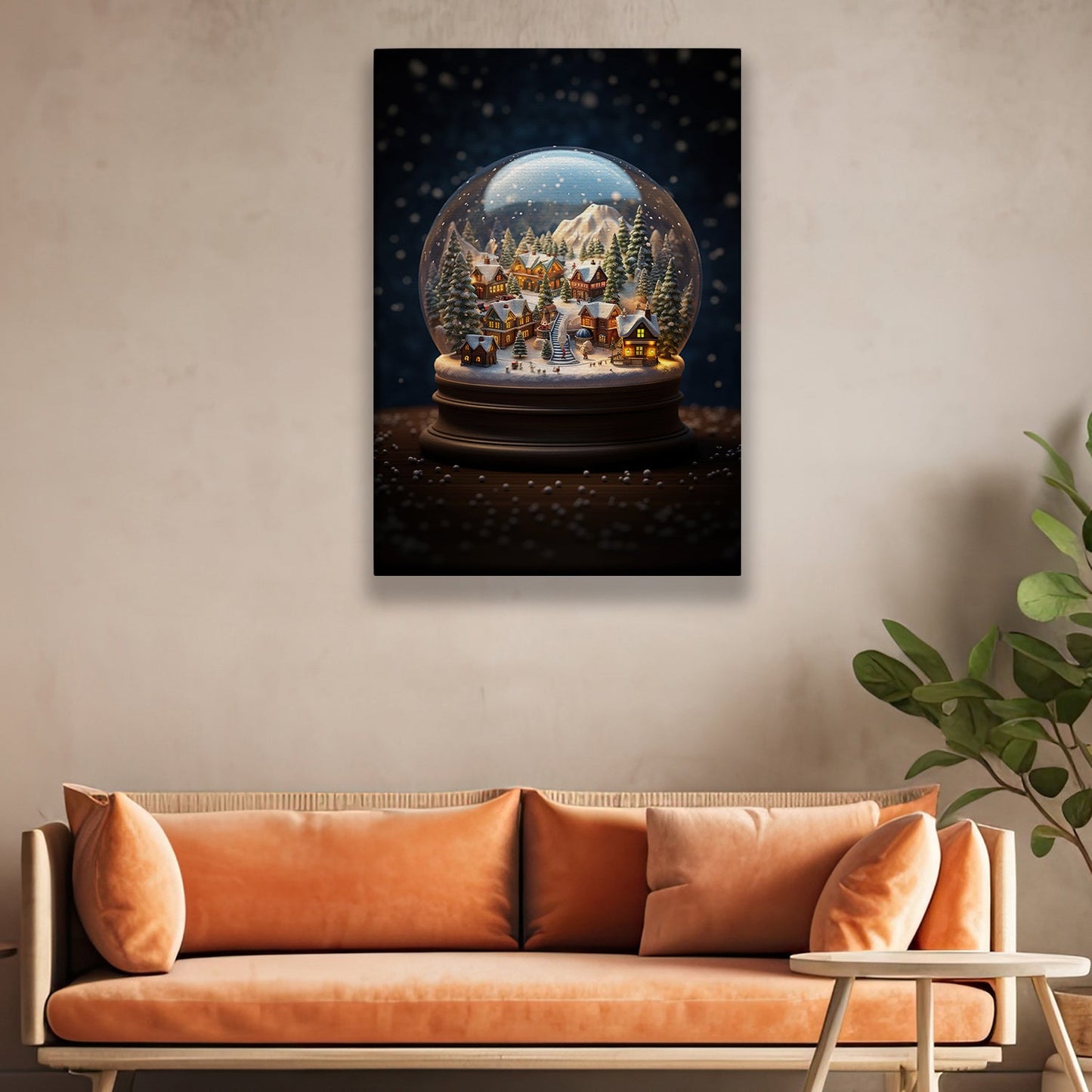 Whimsical Winter A Snow Globe Village, Christmas Canvas Painting, Xmas Wall Art Decor - Christmas Poster Gift