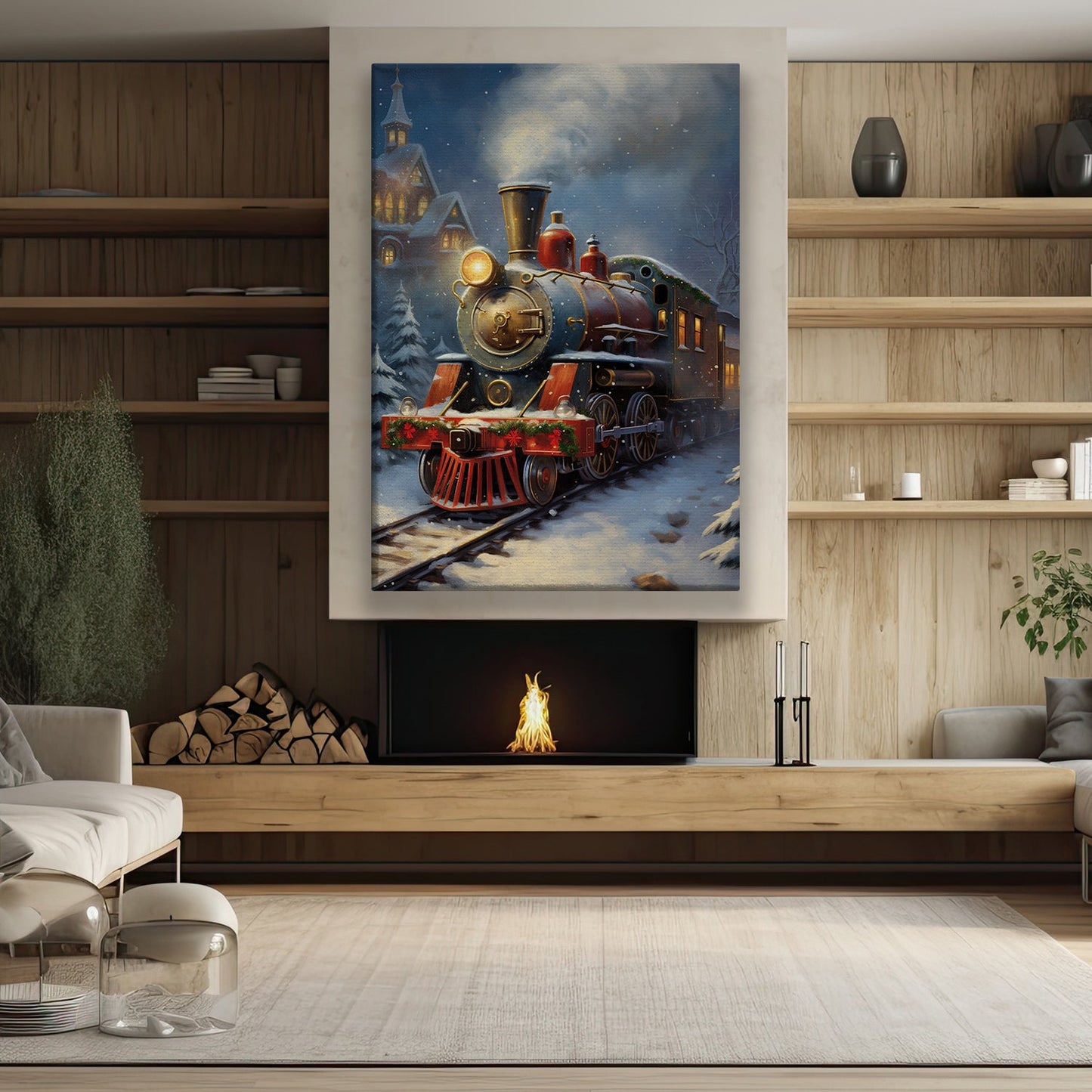 Enchanted Express A Journey Through Winter Wonderland, Christmas Canvas Painting, Xmas Wall Art Decor - Christmas Poster Gift For Train Lovers
