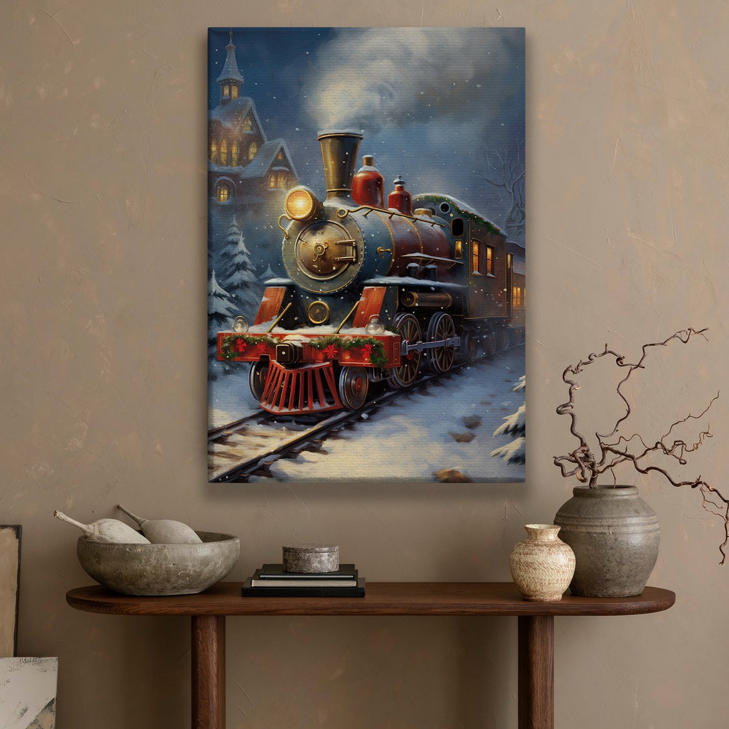 Enchanted Express A Journey Through Winter Wonderland, Christmas Canvas Painting, Xmas Wall Art Decor - Christmas Poster Gift For Train Lovers