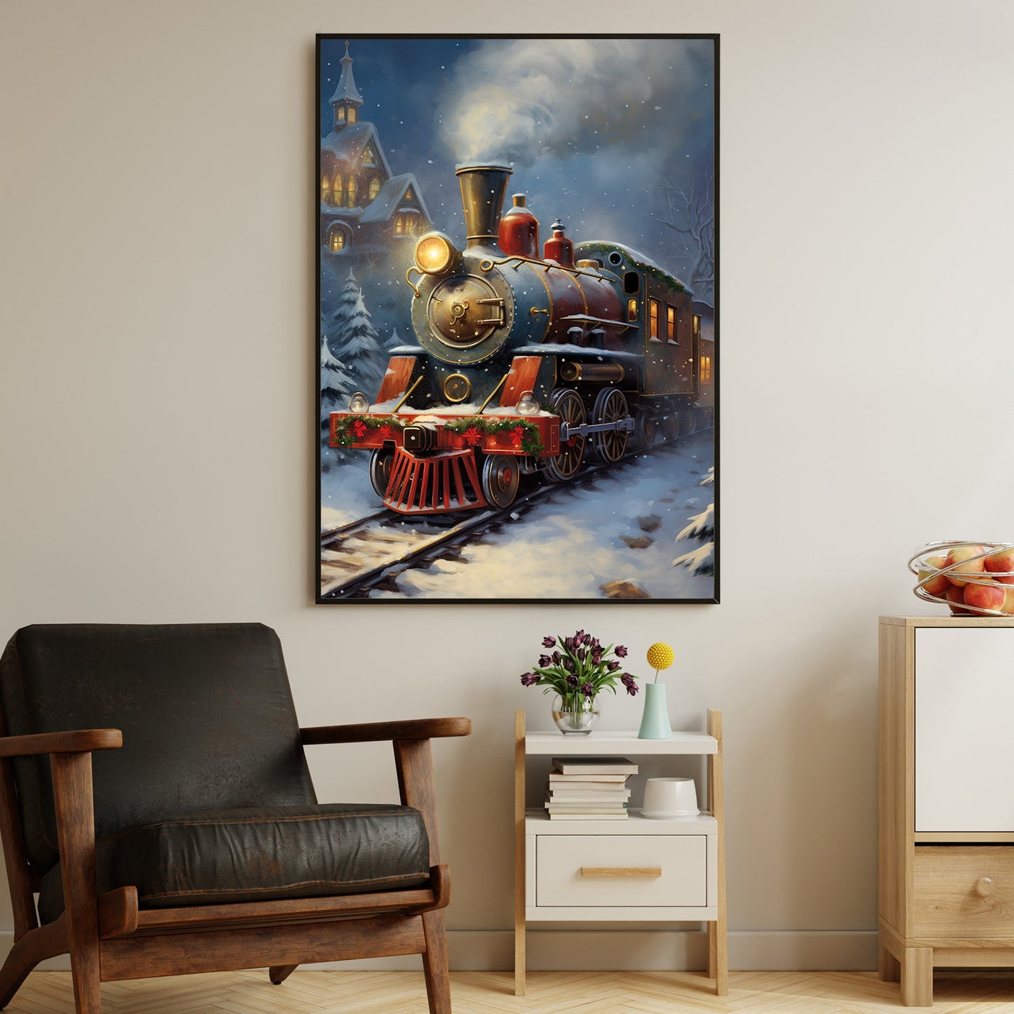 Enchanted Express A Journey Through Winter Wonderland, Christmas Canvas Painting, Xmas Wall Art Decor - Christmas Poster Gift For Train Lovers