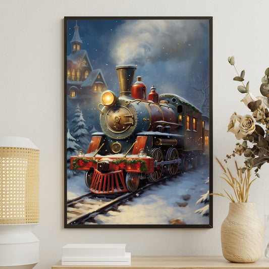 Enchanted Express A Journey Through Winter Wonderland, Christmas Canvas Painting, Xmas Wall Art Decor - Christmas Poster Gift For Train Lovers