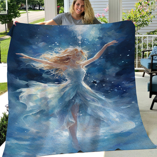 Angel Dancing Christmas, Angel Xmas Fleece Blanket & Sherpa Blanket Gift