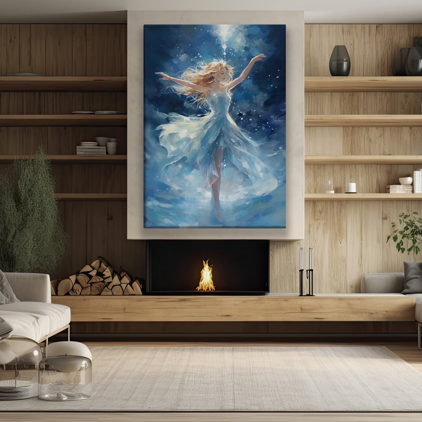 Dance of the Celestial Nymph Embracing the Cosmos, Christmas Canvas Painting, Xmas Wall Art Decor - Christmas Poster Gift For Dancing Lovers