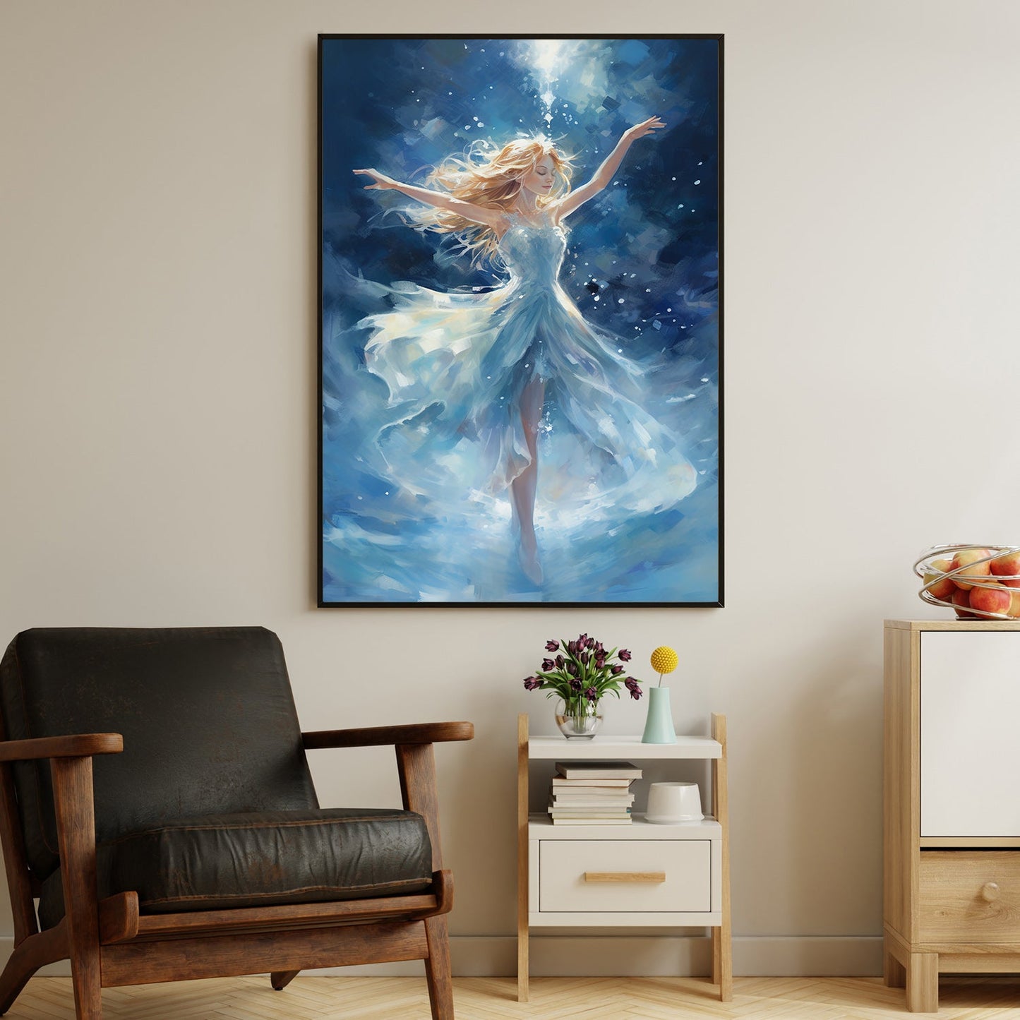 Dance of the Celestial Nymph Embracing the Cosmos, Christmas Canvas Painting, Xmas Wall Art Decor - Christmas Poster Gift For Dancing Lovers