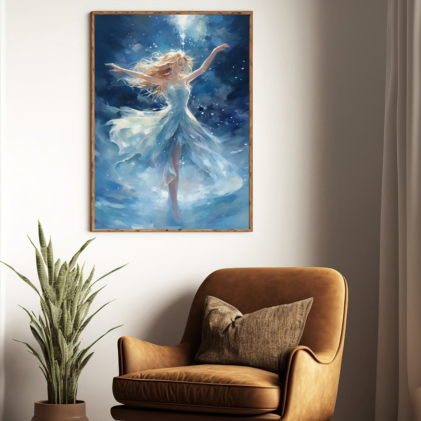 Dance of the Celestial Nymph Embracing the Cosmos, Christmas Canvas Painting, Xmas Wall Art Decor - Christmas Poster Gift For Dancing Lovers