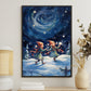 Enchanted Winter Frolic Gnomes Under the Starry Swirl, Christmas Canvas Painting, Xmas Wall Art Decor - Christmas Poster Gift For Gnome Lovers