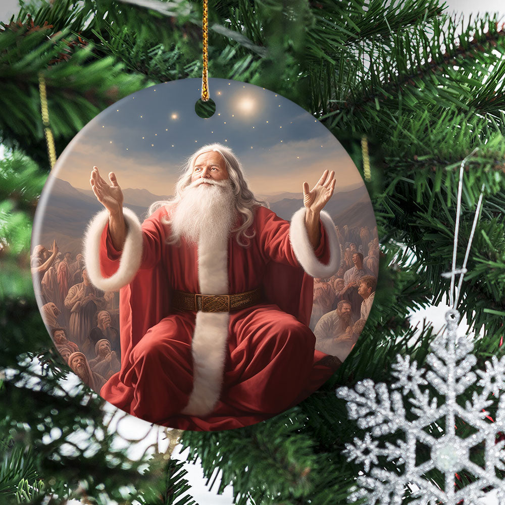 Spreading the Spirit of Love and Joy, Santa Claus Circle Ceramic Ornament Christmas Gift