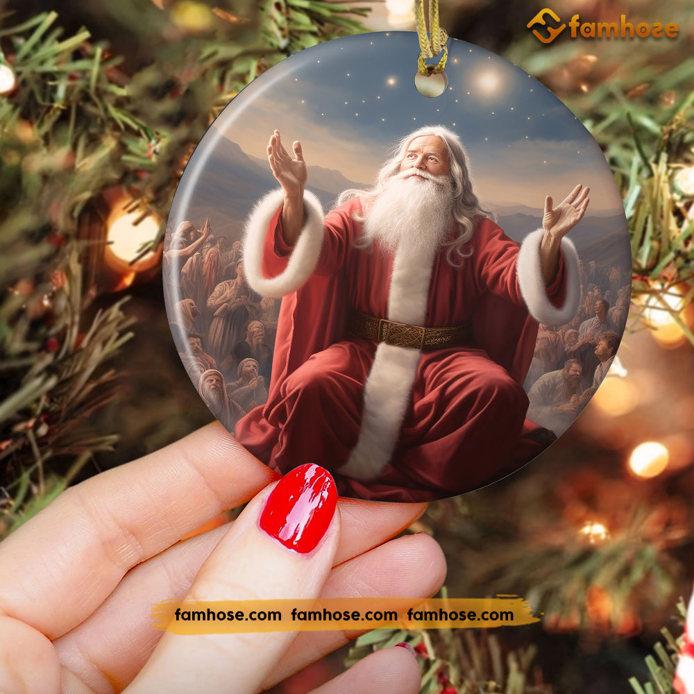 Spreading the Spirit of Love and Joy, Santa Claus Circle Ceramic Ornament Christmas Gift