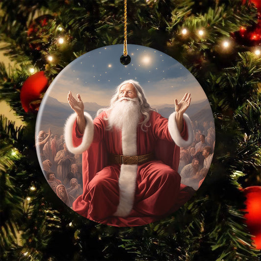 Spreading the Spirit of Love and Joy, Santa Claus Circle Ceramic Ornament Christmas Gift