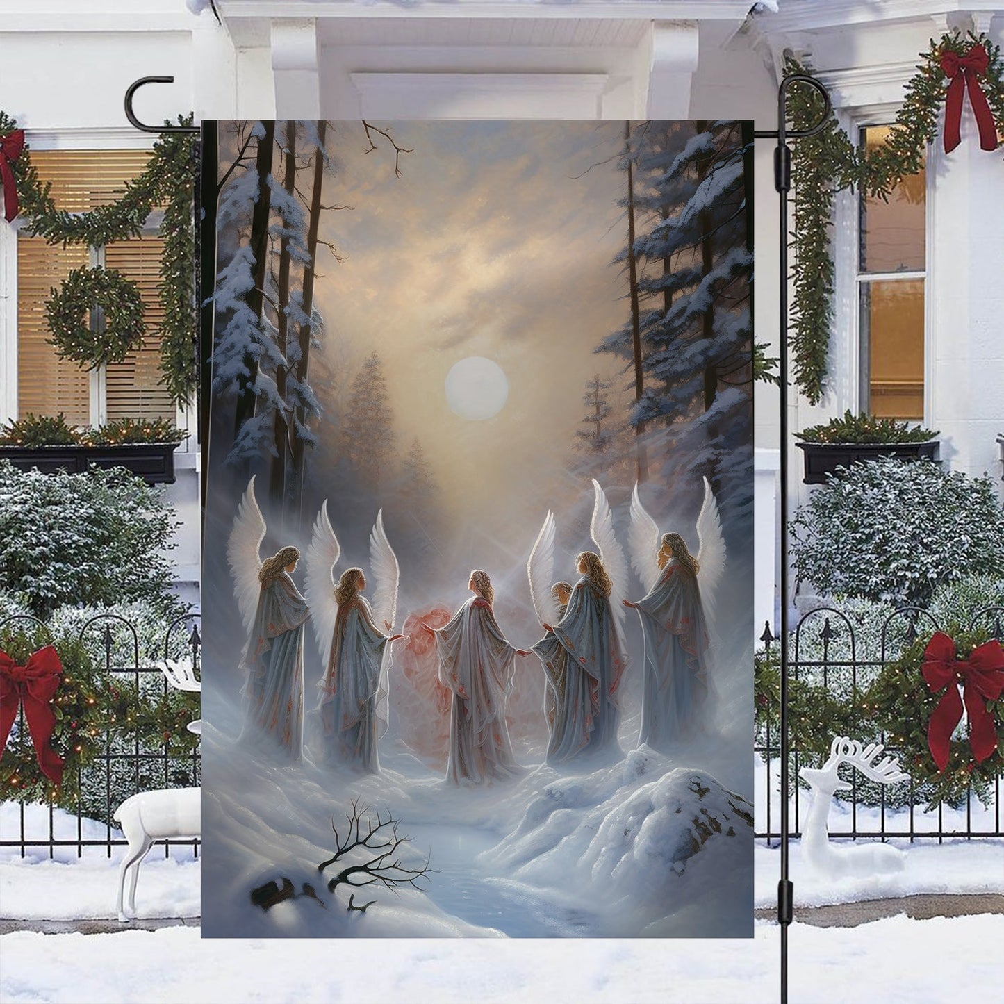 Angels Join Hand Christmas, Angel Xmas Garden Flag & House Flag Gift