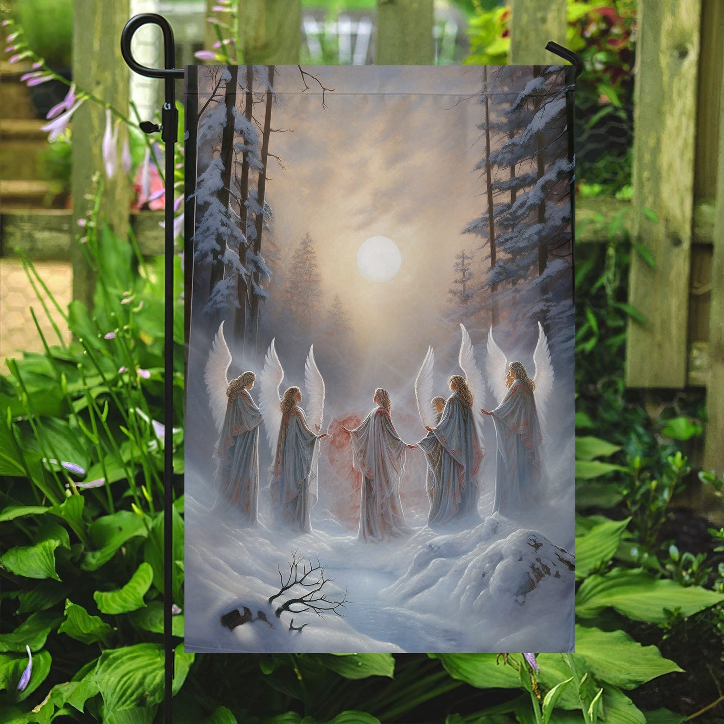 Angels Join Hand Christmas, Angel Xmas Garden Flag & House Flag Gift