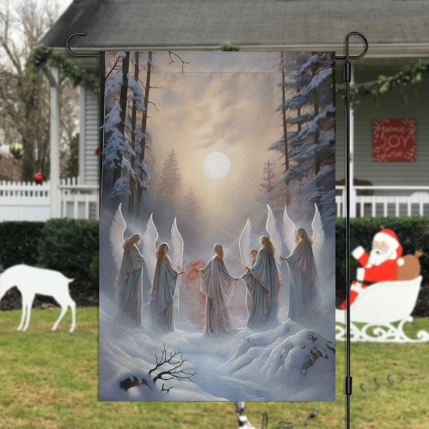 Angels Join Hand Christmas, Angel Xmas Garden Flag & House Flag Gift