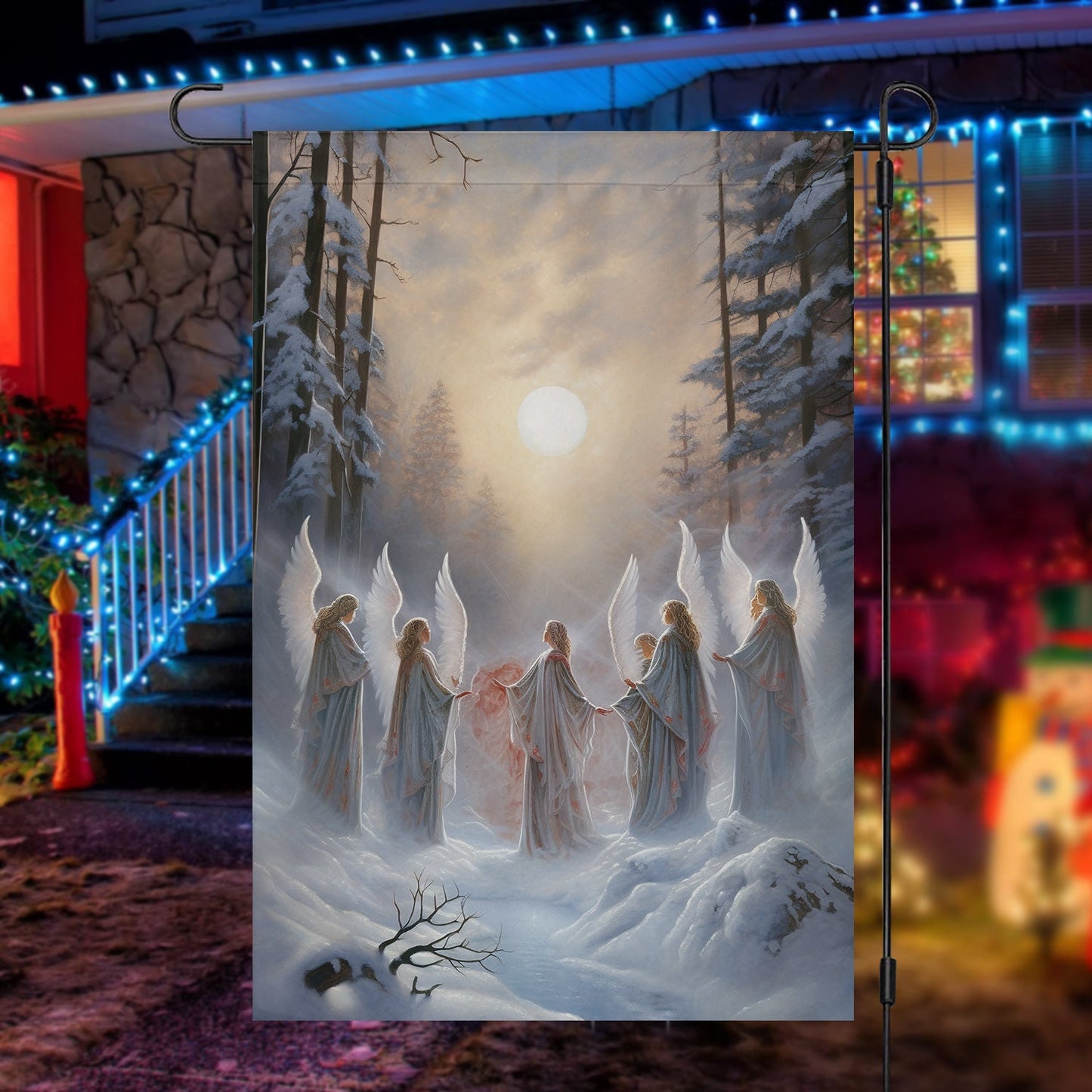 Angels Join Hand Christmas, Angel Xmas Garden Flag & House Flag Gift