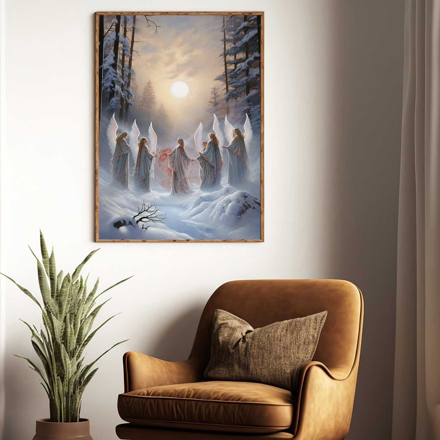 Choir of Angels A Midnight Serenade in a Wintry Forest, Christmas Canvas Painting, Xmas Wall Art Decor - Christmas Poster Gift