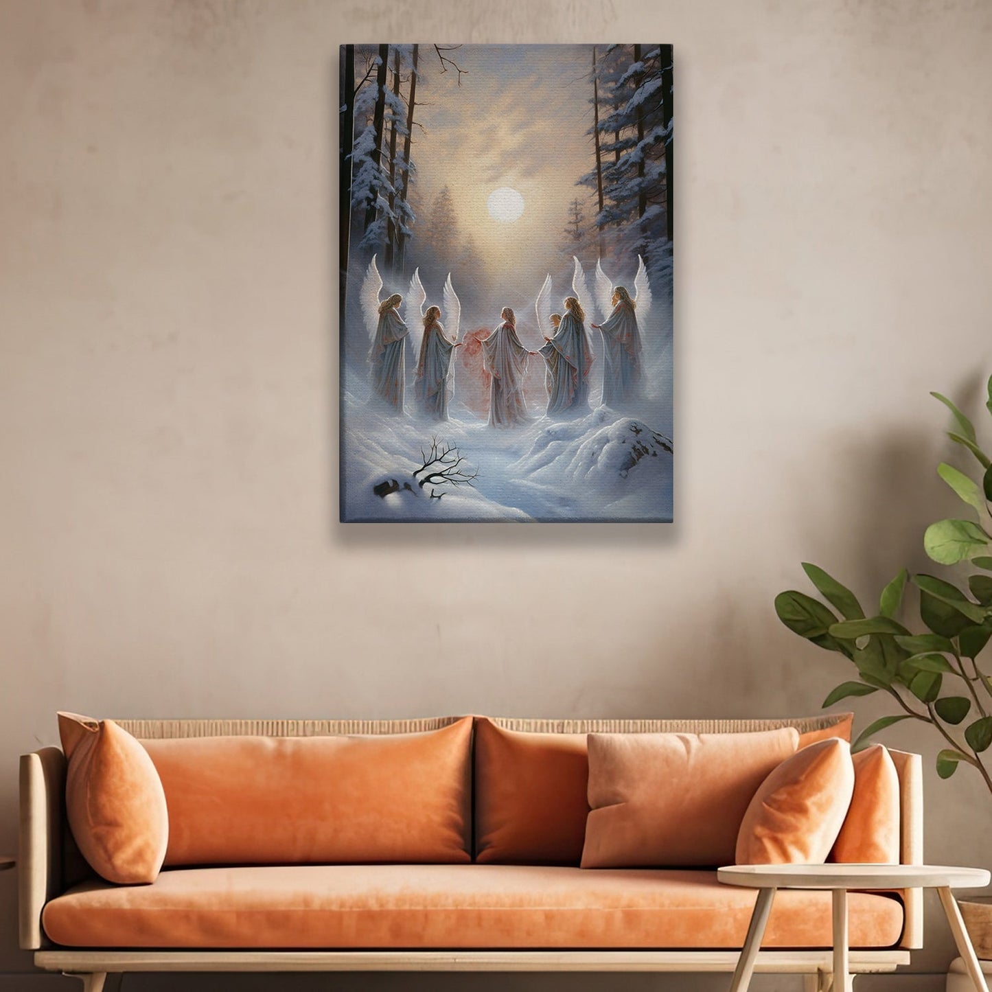 Choir of Angels A Midnight Serenade in a Wintry Forest, Christmas Canvas Painting, Xmas Wall Art Decor - Christmas Poster Gift