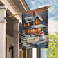 Snowman In Front Of House Christmas, Snowman Xmas Garden Flag & House Flag Gift