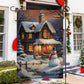 Snowman In Front Of House Christmas, Snowman Xmas Garden Flag & House Flag Gift