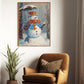 Snowman's Winter Waltz Braving the Flurry with Elegance and Cheer, Christmas Canvas Painting, Xmas Wall Art Decor - Christmas Poster Gift For Snowman Lovers