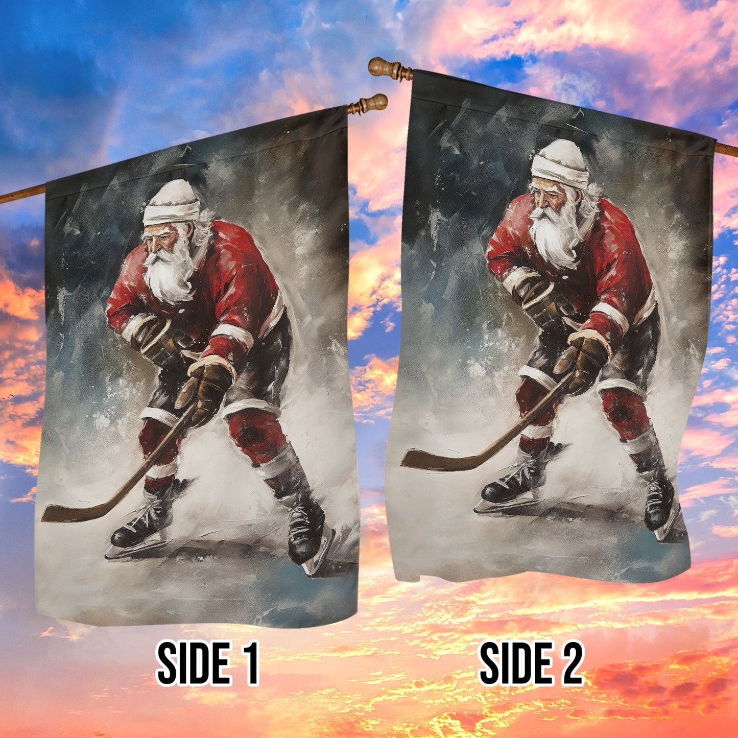 Winter Wonderland On Ice Christmas, Santa Claus Xmas Garden Flag & House Flag Gift