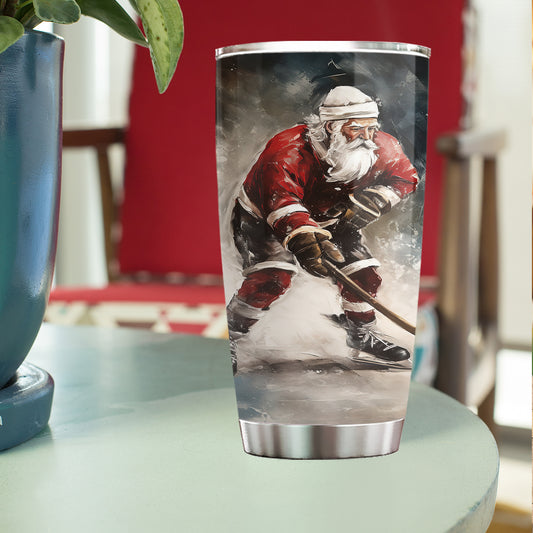 Santa's Off-Season Ice Hockey Star, Santa Claus Christmas Stainless Steel Tumbler, Gift For Hockey Lovers