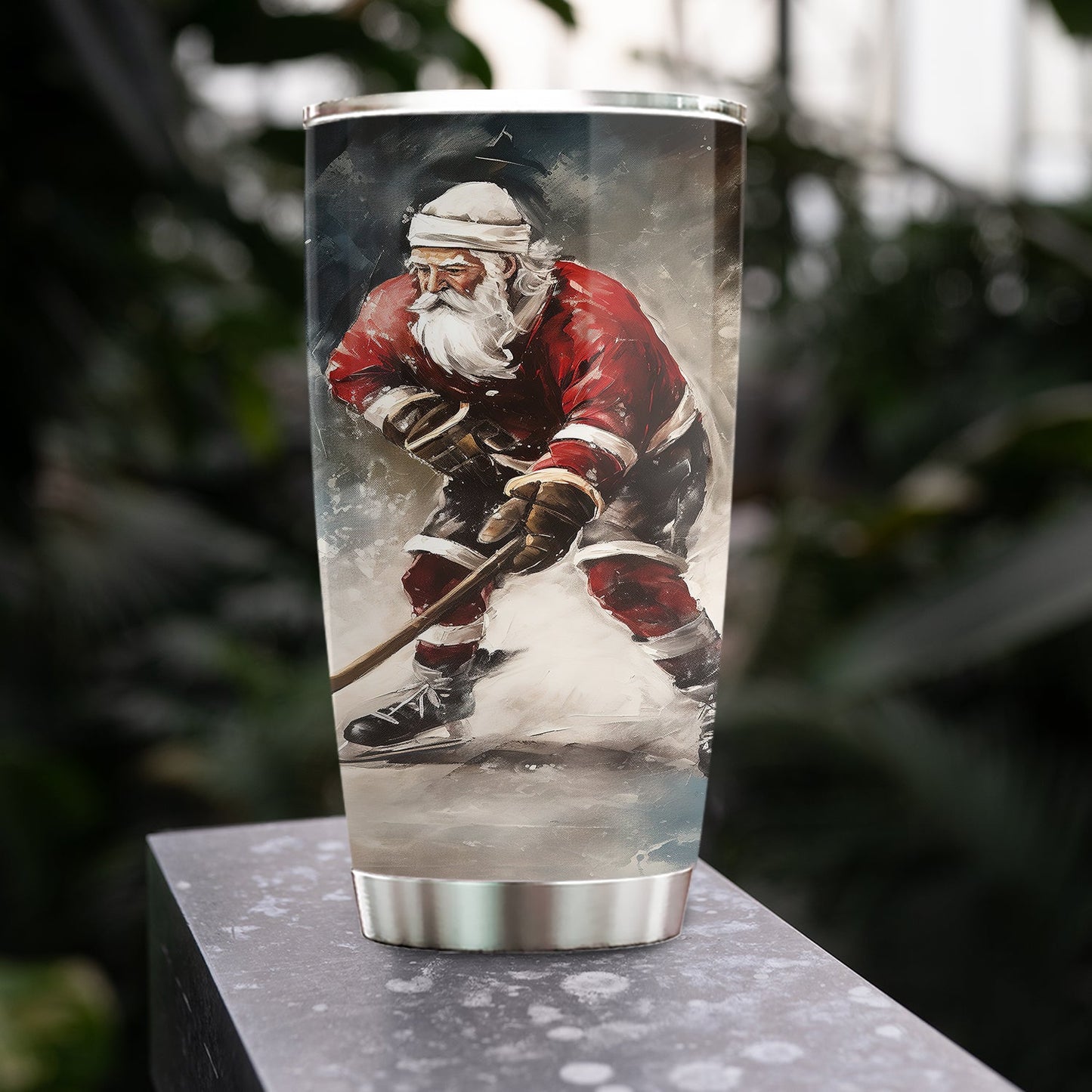 Santa's Off-Season Ice Hockey Star, Santa Claus Christmas Stainless Steel Tumbler, Gift For Hockey Lovers