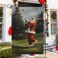 Funny Santa Claus Is Playing Golf Christmas, Santa Claus Xmas Garden Flag & House Flag Gift