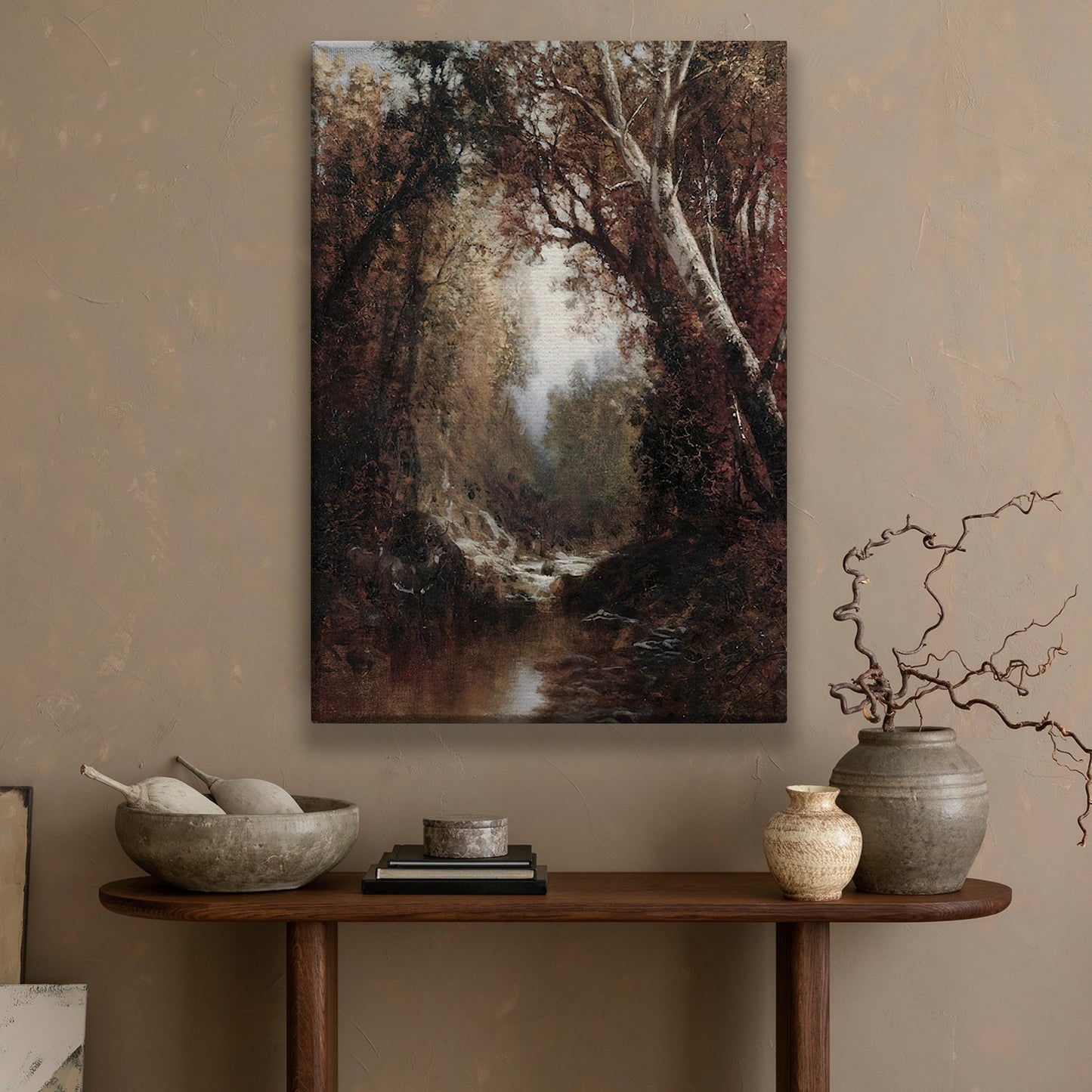 Whispers Of The Forest Stream Nature's Serene Passage, Thanksgiving Canvas Painting, Wall Art Decor - Thanksgiving Poster Gift