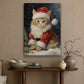 Santa Claus Cat Christmas Canvas Painting, Xmas Wall Art Decor - Cat Christmas Poster Gift