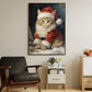 Santa Claus Cat Christmas Canvas Painting, Xmas Wall Art Decor - Cat Christmas Poster Gift