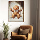 Cute Swinging Gingerbread Man, Christmas Canvas Painting, Xmas Wall Art Decor - Gingerbread Man Christmas Poster Gift