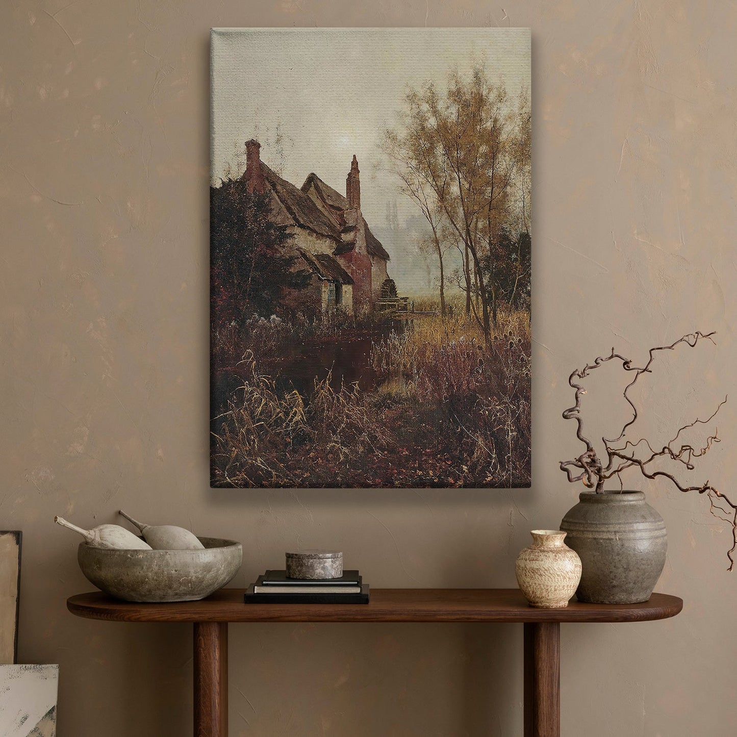 Autumn's Embrace The Tranquility Of Timeless Homestead, Thanksgiving Canvas Painting, Wall Art Decor - Thanksgiving Poster Gift