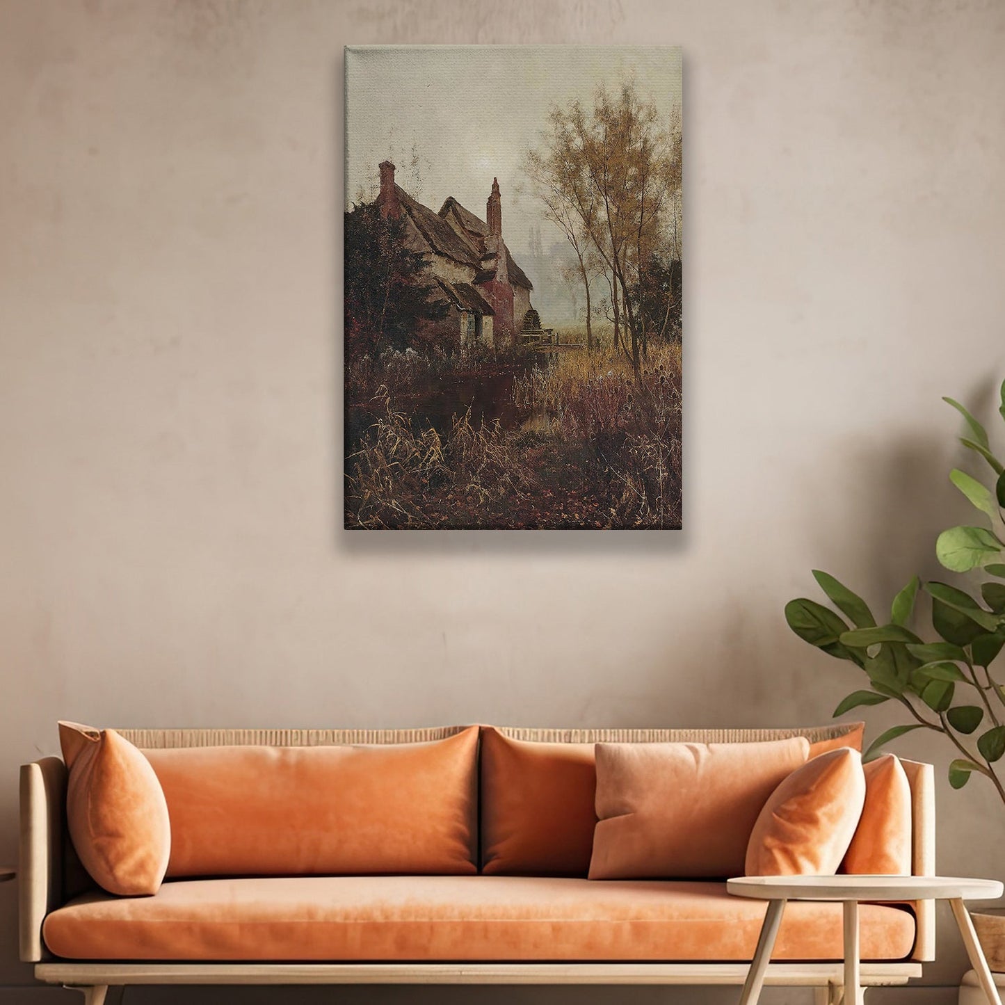 Autumn's Embrace The Tranquility Of Timeless Homestead, Thanksgiving Canvas Painting, Wall Art Decor - Thanksgiving Poster Gift