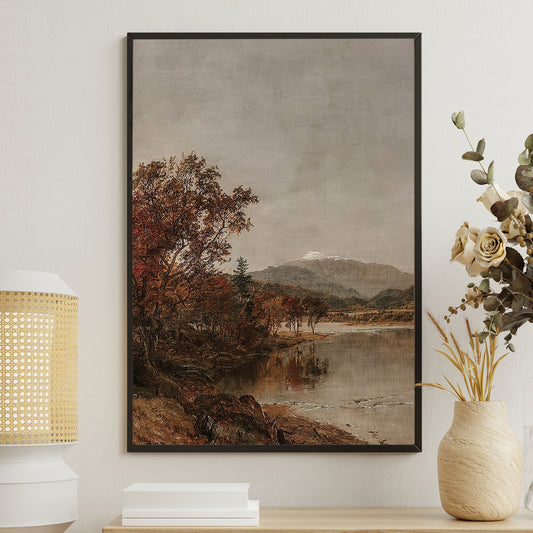Moody Autumn Lake, Thanksgiving Canvas Painting, Wall Art Decor - Thanksgiving Poster Gift