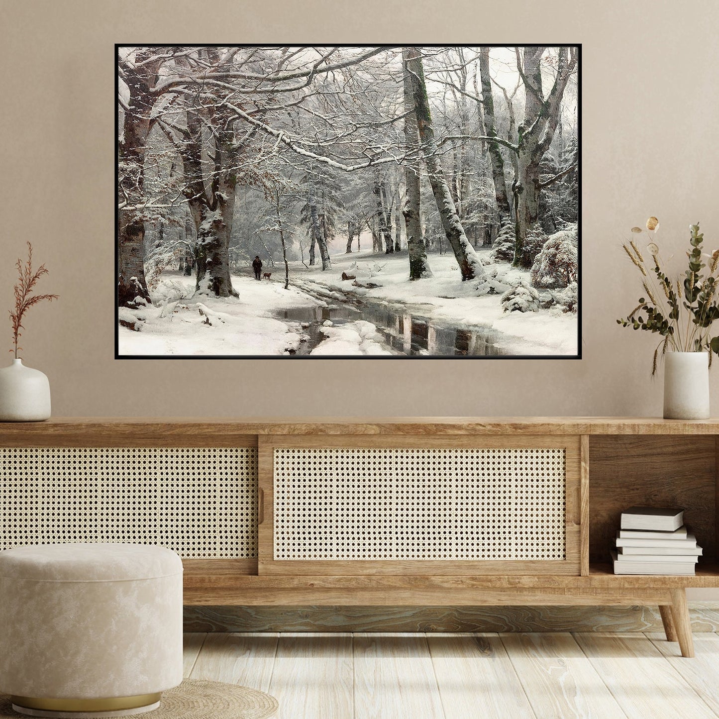 A Serene Walk Through the Winter Woods, Christmas Canvas Painting, Xmas Wall Art Decor - Christmas Poster Gift Forest Lovers