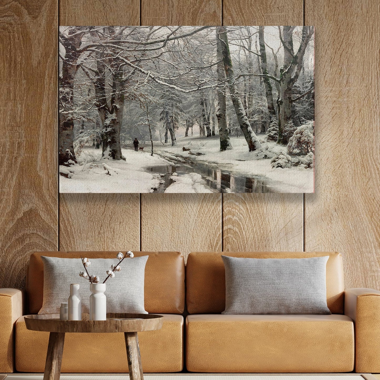 A Serene Walk Through the Winter Woods, Christmas Canvas Painting, Xmas Wall Art Decor - Christmas Poster Gift Forest Lovers