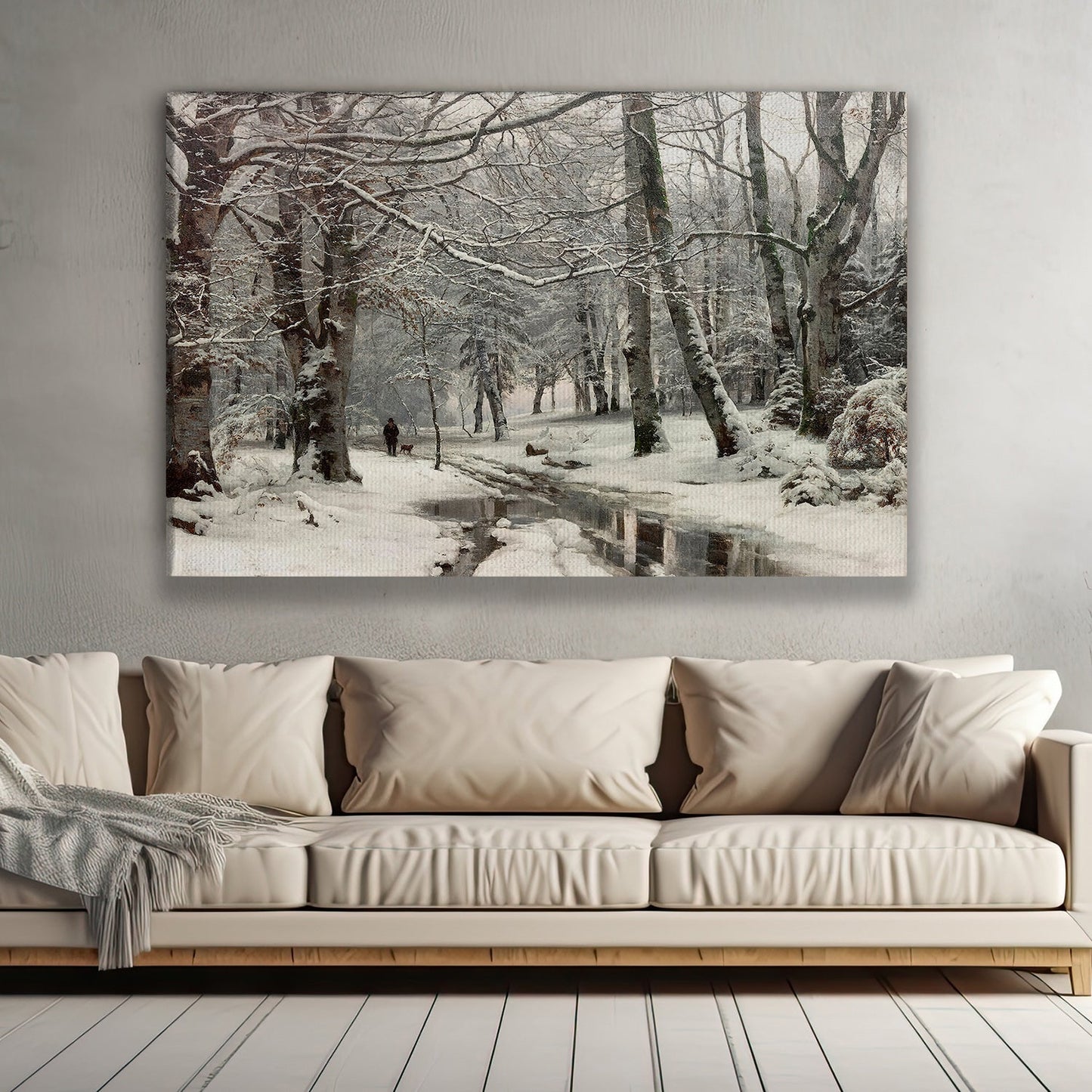 A Serene Walk Through the Winter Woods, Christmas Canvas Painting, Xmas Wall Art Decor - Christmas Poster Gift Forest Lovers