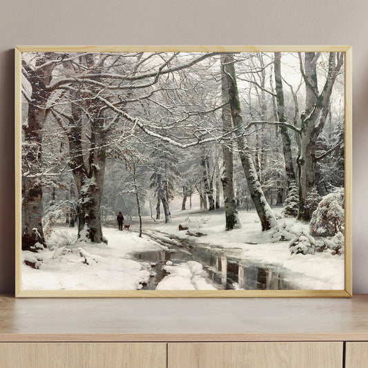 A Serene Walk Through the Winter Woods, Christmas Canvas Painting, Xmas Wall Art Decor - Christmas Poster Gift Forest Lovers