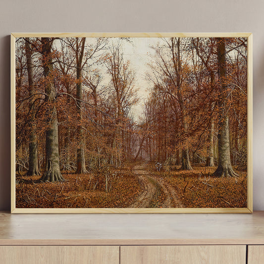 Winding Path Through The Golden Woods, Thanksgiving Canvas Painting, Wall Art Decor - Thanksgiving Poster Gift
