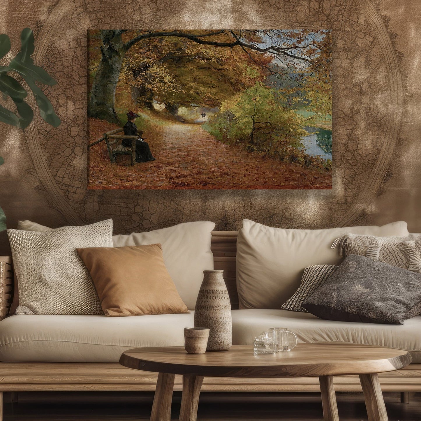 Autumn Reflections A Moment Of Solitude By The Lakeside, Thanksgiving Canvas Painting, Wall Art Decor - Thanksgiving Poster Gift