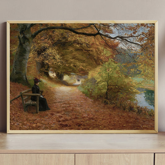 Autumn Reflections A Moment Of Solitude By The Lakeside, Thanksgiving Canvas Painting, Wall Art Decor - Thanksgiving Poster Gift