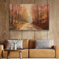 Golden Pathway Autumn's Warm Embrace, Thanksgiving Canvas Painting, Wall Art Decor - Thanksgiving Poster Gift