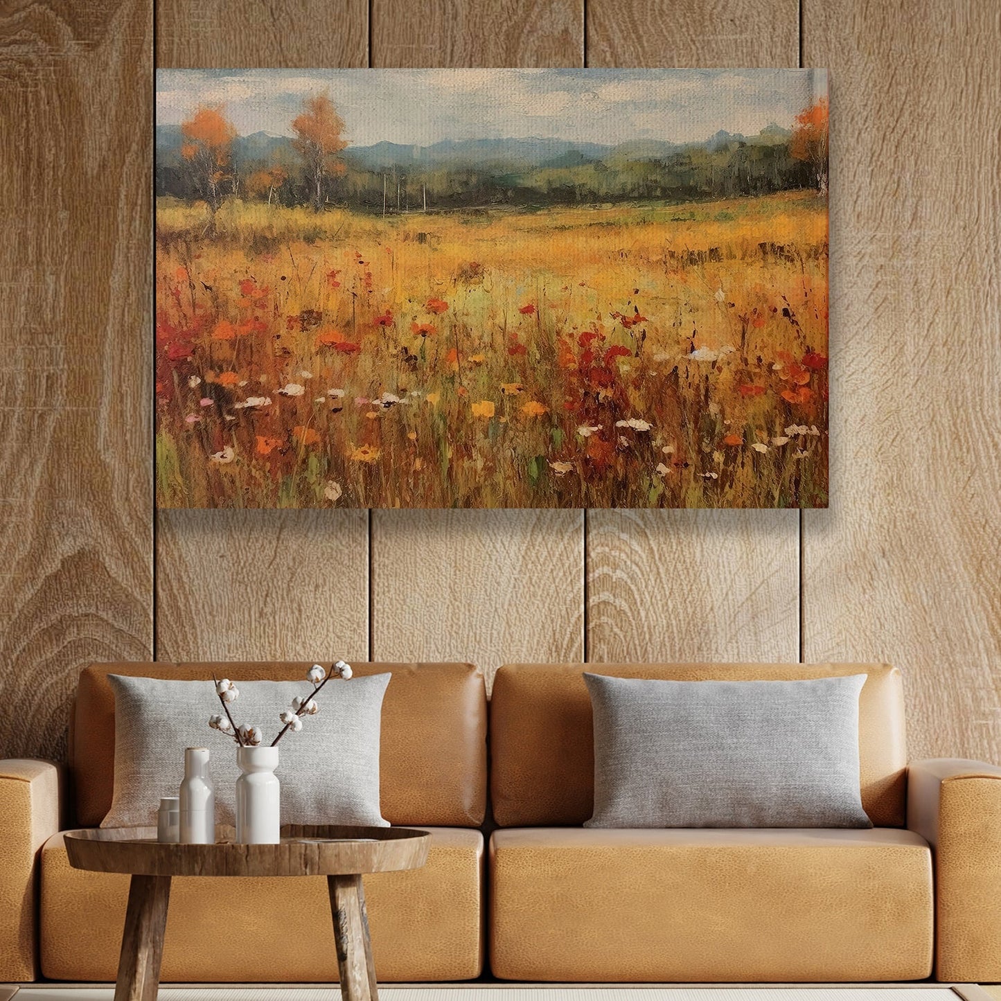 Golden Meadows Dance Of The Wildflowers, Thanksgiving Canvas Painting, Wall Art Decor - Thanksgiving Poster Gift