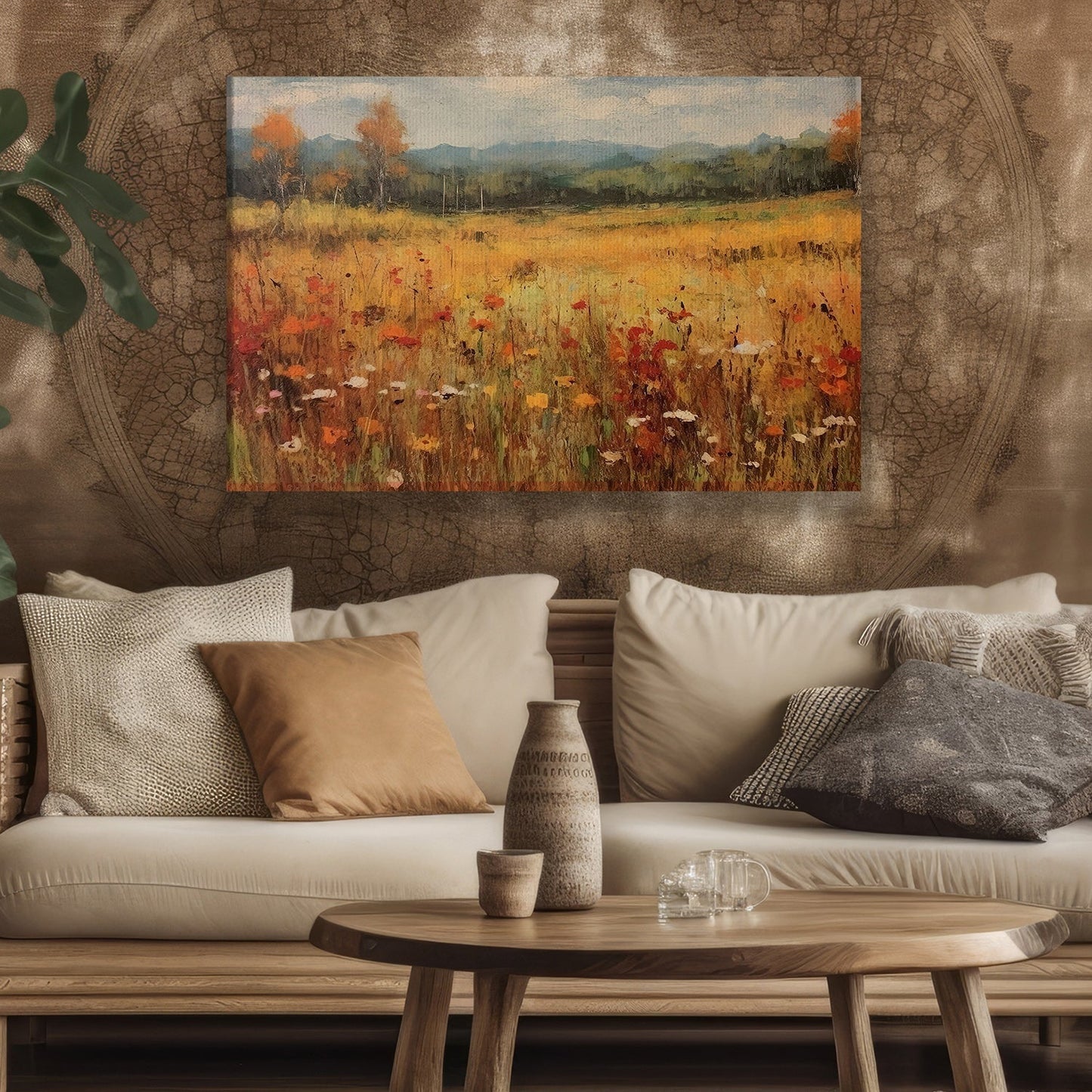 Golden Meadows Dance Of The Wildflowers, Thanksgiving Canvas Painting, Wall Art Decor - Thanksgiving Poster Gift